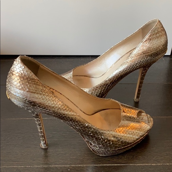 COPY - DIOR- Metallic snake skin peep toe pumps - Picture 7 of 7
